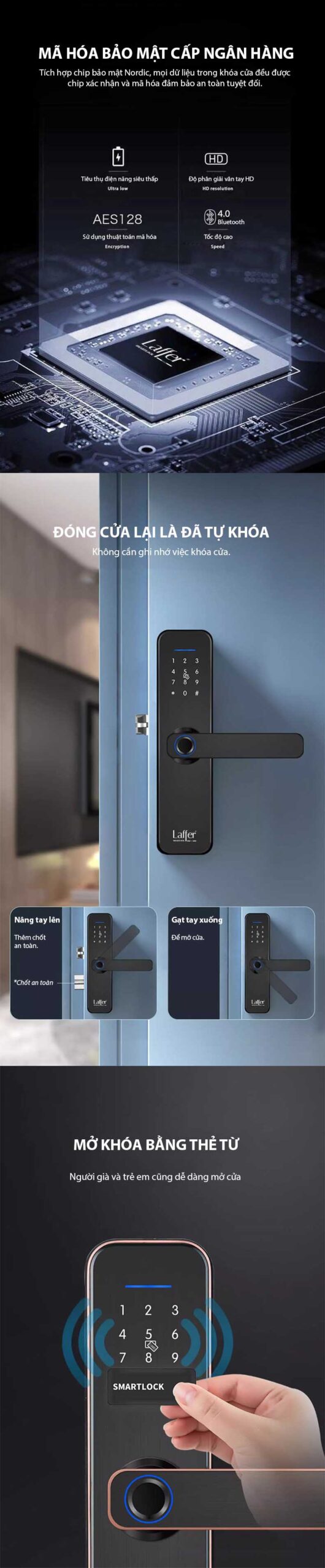 Khóa cửa gỗ vân tay Laffer LX08 (Phiên bản 2024)